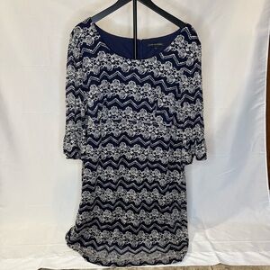 Chris McLaughlin Women’s Size 20W Blue Floral Short Sleeve Shift Dress EUC